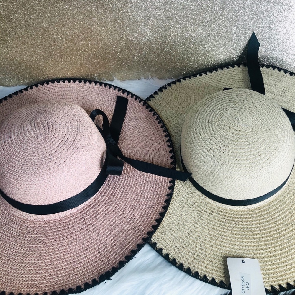 Blush Straw Floppy Hat